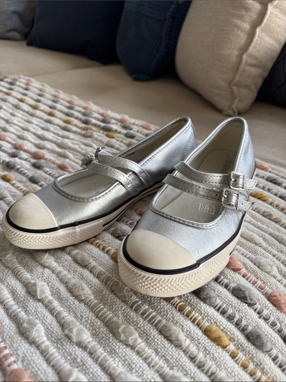 Women’s Converse Metallic Silver Mary Jane Sneakers